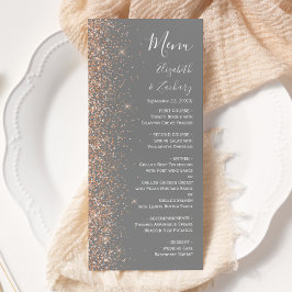 Moderne roze glitters grijs bruiloft menu