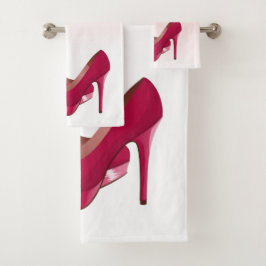 Moderne roze glitterschijven en hoge niveaus bad handdoek