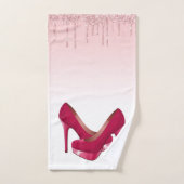 Moderne roze glitterschijven en hoge niveaus bad handdoek (Handdoek)