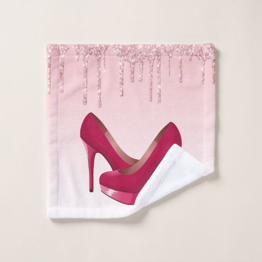 Moderne roze glitterschijven en hoge niveaus bad handdoek (Wasdoekje)