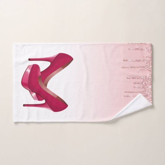 Moderne roze glitterschijven en hoge niveaus bad handdoek (Handdoek)