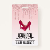 Moderne roze glitterschijven en hoge niveaus badge (Voorkant)