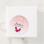 Moderne roze glitterschijven en hoge niveaus bedankjes labels (In situ)