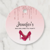 Moderne roze glitterschijven en hoge niveaus bedankjes labels (Voorkant)