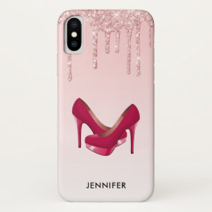 Moderne roze glitterschijven en hoge niveaus Case-Mate iPhone case