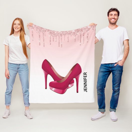 Moderne roze glitterschijven en hoge niveaus fleece deken (In situ)