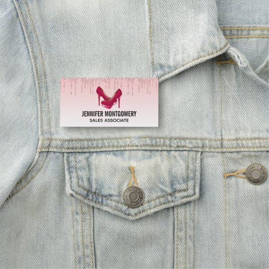 Moderne roze glitterschijven en hoge niveaus naamplaatje (In situ)