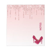 Moderne roze glitterschijven en hoge niveaus notitieblok (Voorkant)
