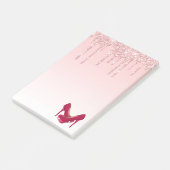 Moderne roze glitterschijven en hoge niveaus post-it® notes (Schuin)