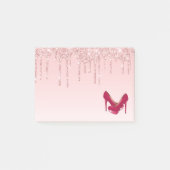 Moderne roze glitterschijven en hoge niveaus post-it® notes (Voorkant)
