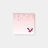 Moderne roze glitterschijven en hoge niveaus post-it® notes (Voorkant)