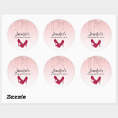 Moderne roze glitterschijven en hoge niveaus ronde sticker (Vel)