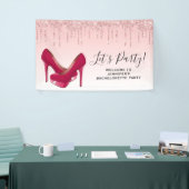 Moderne roze glitterschijven en hoge niveaus spandoek (Beurs)