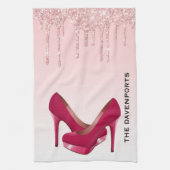 Moderne roze glitterschijven en hoge niveaus theedoek (Verticaal)