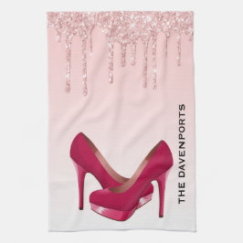 Moderne roze glitterschijven en hoge niveaus theedoek