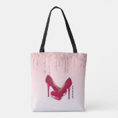 Moderne roze glitterschijven en hoge niveaus tote bag (Achterkant)