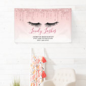 Moderne roze glitterschijven & zwarte Eyelashes Bi Spandoek (Insitu)