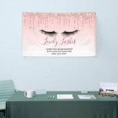Moderne roze glitterschijven & zwarte Eyelashes Bi Spandoek (Beurs)