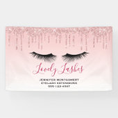 Moderne roze glitterschijven & zwarte Eyelashes Bi Spandoek (Horizontaal)