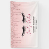 Moderne roze glitterschijven & zwarte Eyelashes Bi Spandoek (Verticaal)