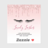 Moderne roze glitterschijven & zwarte Eyelashes Bi Sticker (Vel)