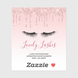 Moderne roze glitterschijven & zwarte Eyelashes Bi Sticker