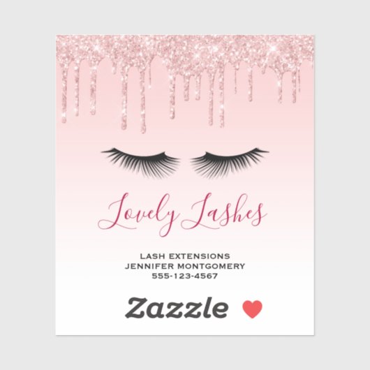 Moderne roze glitterschijven & zwarte Eyelashes Bi Sticker (Vel)