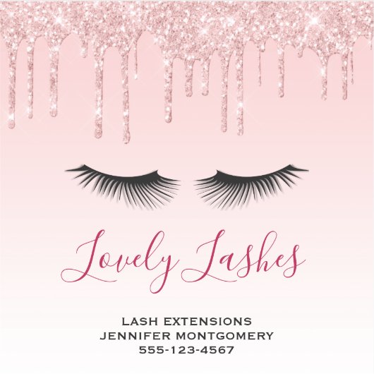 Moderne roze glitterschijven & zwarte Eyelashes Bi Sticker (Voorkant)