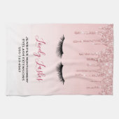 Moderne roze glitterschijven & zwarte Eyelashes Bi Theedoek (Horizontaal)