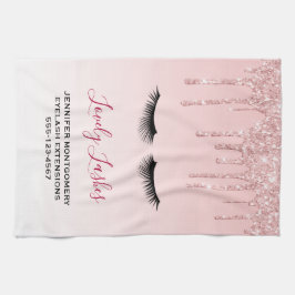 Moderne roze glitterschijven & zwarte Eyelashes Bi Theedoek