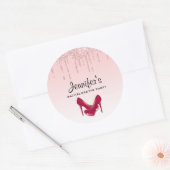 Moderne Roze Glittersprenkels & Hoge Hakken Ronde Sticker (Envelop)
