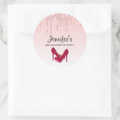 Moderne Roze Glittersprenkels & Hoge Hakken Ronde Sticker (Tas)