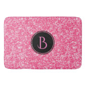 Moderne roze glittertextuur met monogram badmat (Voorkant)