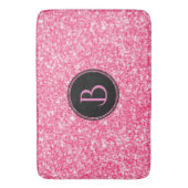 Moderne roze glittertextuur met monogram badmat (Voorkant Verticaal)