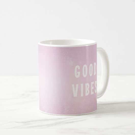 Moderne  roze goede Vibes Kantoor koffie Koffiemok (Voorkant rechts)