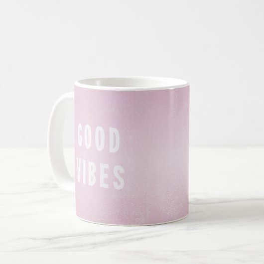 Moderne  roze goede Vibes Kantoor koffie Koffiemok (Voorkant links)