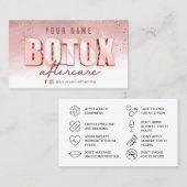 Moderne roze Gold Botox Aftercare Card Visitekaartje (Voorkant / Achterkant)