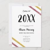 Moderne roze & Gold Glitter Script Photo Afstudere Kaart (Voorkant)