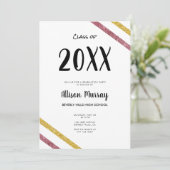 Moderne roze & Gold Glitter Script Photo Afstudere Kaart (Staand voorkant)