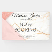 Moderne roze Gold Marble Salon Marketing Business Spandoek (Horizontaal)
