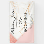 Moderne roze Gold Marble Salon Marketing Business Spandoek (Verticaal)