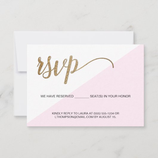 Moderne roze Gold RSVP heeft geen gereserveerde zi (Voorkant)