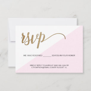 Moderne roze Gold RSVP heeft geen gereserveerde zi