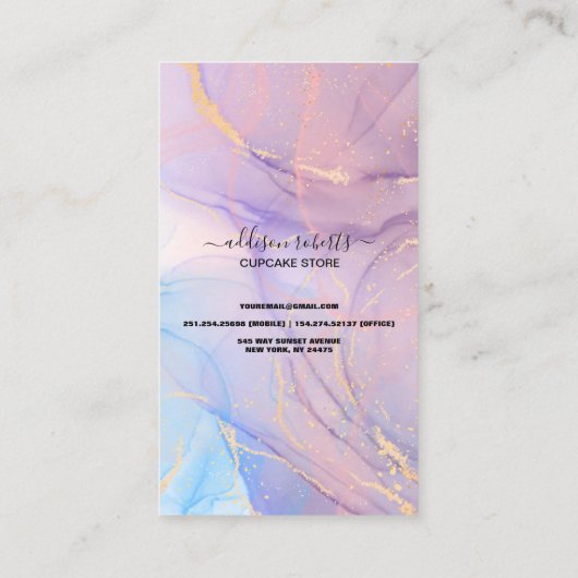 Moderne roze Gold Waterverf Cupcake Care Business Visitekaartje (Achterkant)