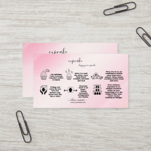 Moderne roze Gold Waterverf Cupcake Care Business Visitekaartje