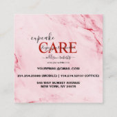 Moderne roze Gold Waterverf Cupcake Care Vierkante Visitekaartje (Achterkant)
