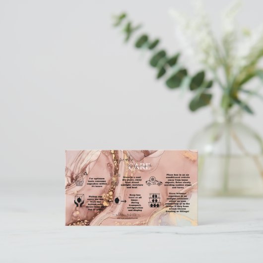 Moderne roze Gold Waterverf Cupcake Care Visitekaartje (Staand voorkant)