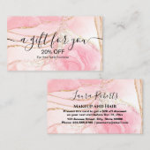 Moderne roze Gold Waterverf Discount Card Kortingskaartje (Voorkant / Achterkant)
