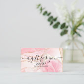 Moderne roze Gold Waterverf Discount Card Kortingskaartje (Staand voorkant)