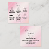 Moderne roze Gold Waterverf Vierkante Visitekaartje (Voorkant / Achterkant)